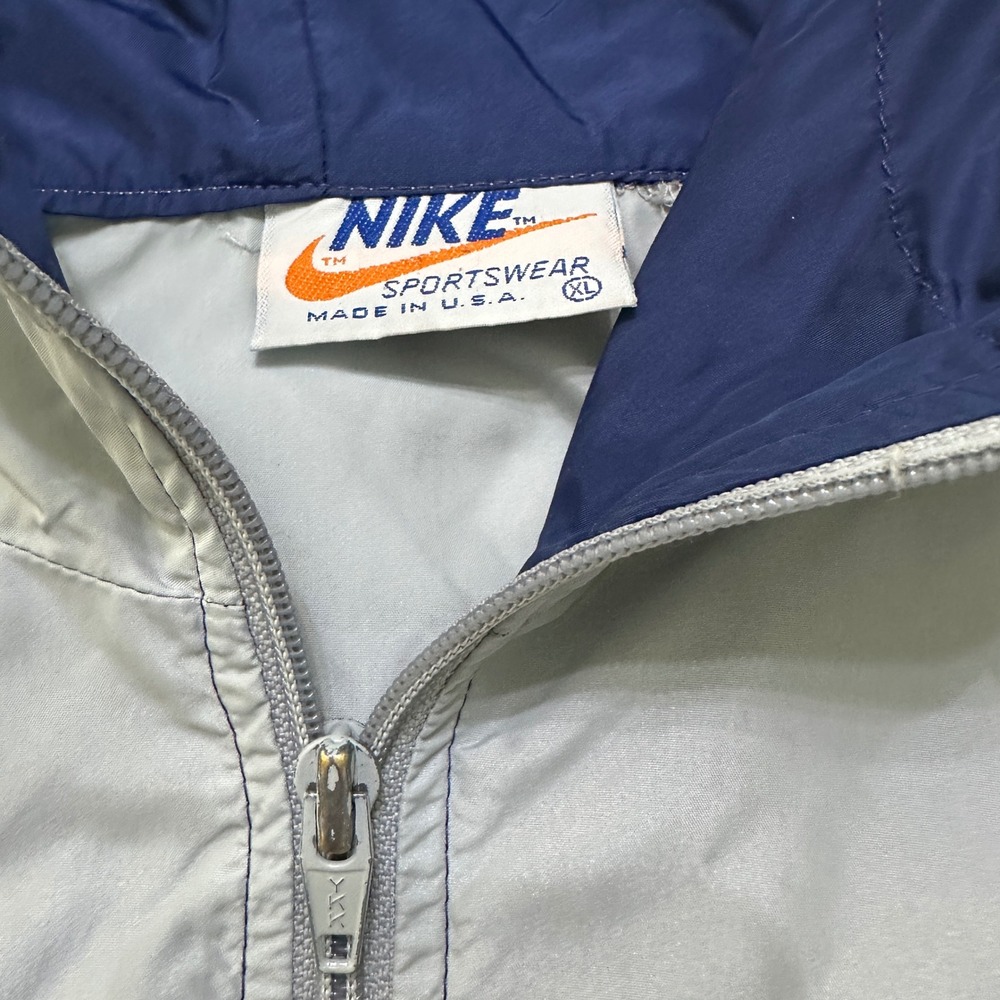 VTG 70s 80s Nike Orange Tag Windbreaker Jacket Men XL USA Made Blue Grey Chevron - Picture 3 of 8